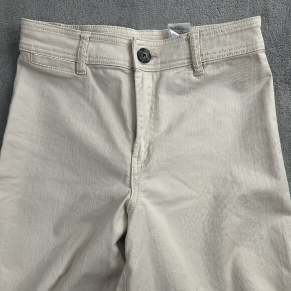 H&M Wide Leg Pants Womens 6 Beige High Rise Office Pleated Trousers Classic 25” - Picture 8 of 13